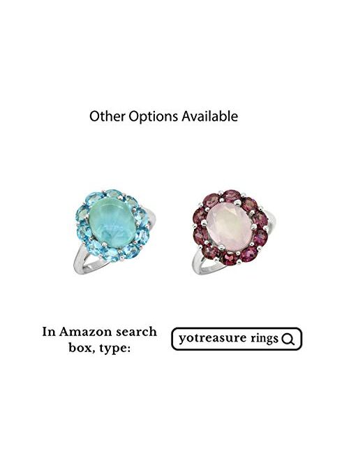 YoTreasure 5.43 ct. t.w. Larimar Blue Topaz Solid 925 Sterling Silver Flower Cluster Ring