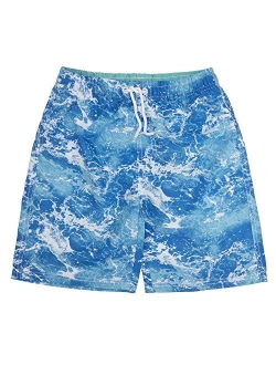 ICE CROSS Older Boys Swimsuit Beach Shorts, YouthQuick Dry Board Shorts with Mesh Lining