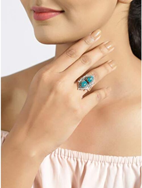 YoTreasure Blue Copper Turquoise Sterling Silver Designer Ring