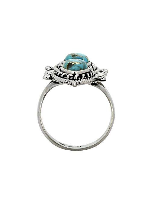 YoTreasure Blue Copper Turquoise Sterling Silver Designer Ring