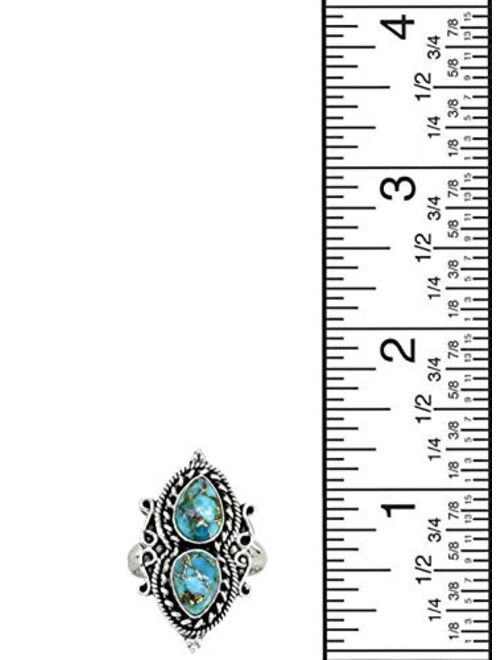 YoTreasure Blue Copper Turquoise Sterling Silver Designer Ring