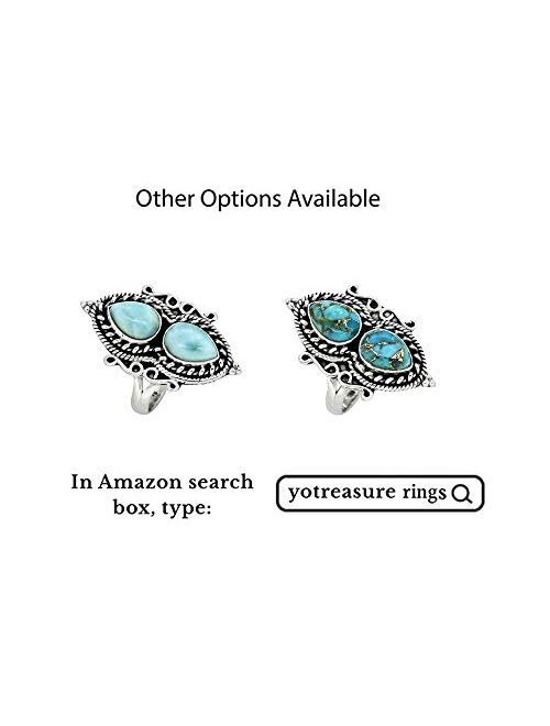 YoTreasure Blue Copper Turquoise Sterling Silver Designer Ring