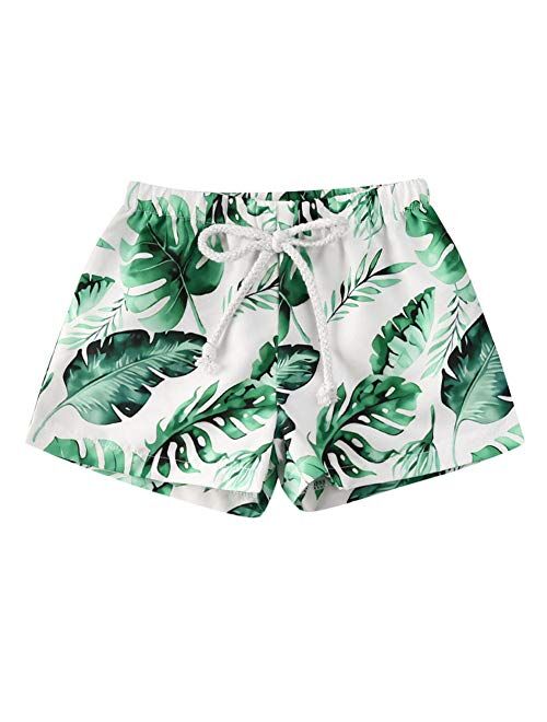 BULINGNA Toddler Baby Boys Swim Shorts Leaves Print Swimming Trunk Kids Boy Hawaiian Beach Board Shorts Swimwear