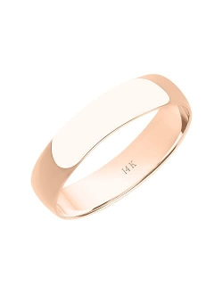 Brilliant Expressions 4MM Solid Gold Rings for Women - Lightweight 10K or 14K Yellow, White, or Rose Gold Jewelry; Durable Plain Wedding Band for Women; Comfortable, Poli