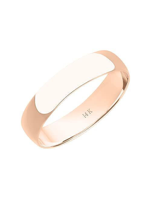 Brilliant Expressions 4MM Solid Gold Rings for Women - Lightweight 10K or 14K Yellow, White, or Rose Gold Jewelry; Durable Plain Wedding Band for Women; Comfortable, Poli