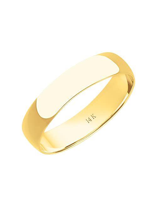 Brilliant Expressions 4MM Solid Gold Rings for Women - Lightweight 10K or 14K Yellow, White, or Rose Gold Jewelry; Durable Plain Wedding Band for Women; Comfortable, Poli