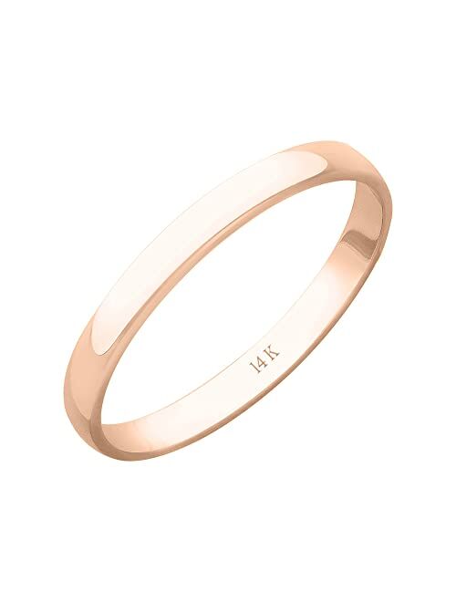 Brilliant Expressions Women's 10K or 14K Rose, White or Yellow Gold 2MM Petite Classic Plain Wedding Band