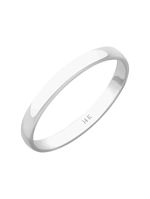 Brilliant Expressions Women's 10K or 14K Rose, White or Yellow Gold 2MM Petite Classic Plain Wedding Band