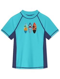 BesserBay Boy's UPF 50+ Sun Protection Short Sleeve Rash Guard Swim Shirt 3-14 Years