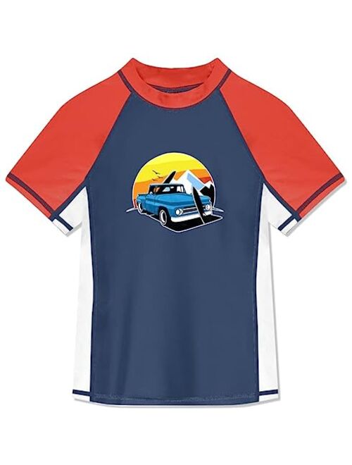 BesserBay Boy's UPF 50+ Sun Protection Short Sleeve Rash Guard Swim Shirt 3-14 Years