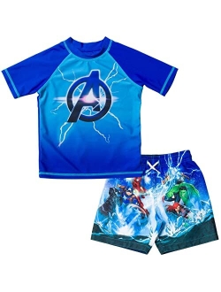 Avengers Captain America Black Widow Iron Man Rash Guard and Swim Trunks Outfit Set Toddler to Big Kid