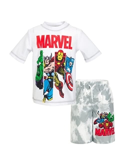 Avengers Captain America Black Widow Iron Man Rash Guard and Swim Trunks Outfit Set Toddler to Big Kid