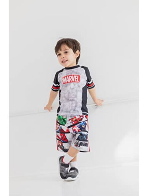 Marvel Avengers Captain America Black Widow Iron Man Rash Guard and Swim Trunks Outfit Set Toddler to Big Kid