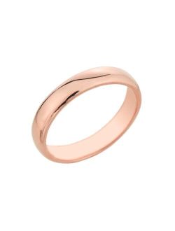 Classic Wedding Bands High Polish 14k Rose Gold Comfort-Fit Band 4mm Plain Wedding Ring for Women