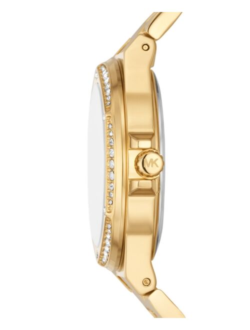 MICHAEL KORS Women's Lennox Three Hand Gold-Tone Stainless Steel Bracelet Watch 37mm