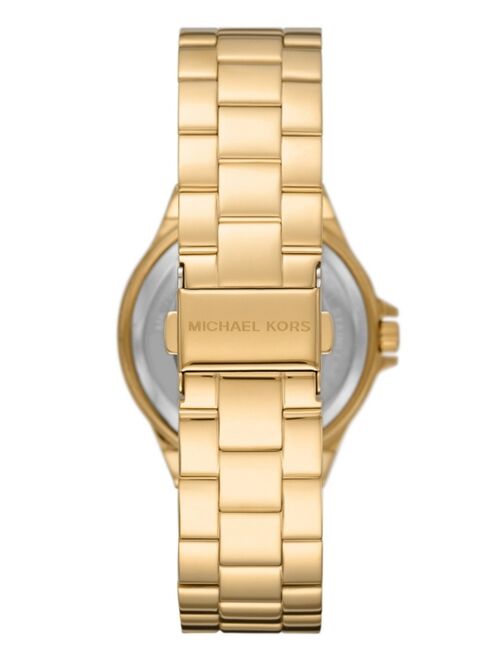 MICHAEL KORS Women's Lennox Three Hand Gold-Tone Stainless Steel Bracelet Watch 37mm