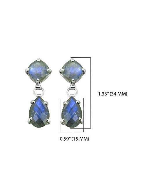 YoTreasure Labradorite Solid 925 Sterling Silver Teardrop Earrings Genuine Gemstone Jewelry for Women or Girls Birthday Gifts