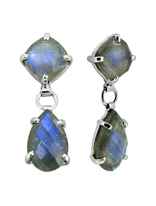 YoTreasure Labradorite Solid 925 Sterling Silver Teardrop Earrings Genuine Gemstone Jewelry for Women or Girls Birthday Gifts