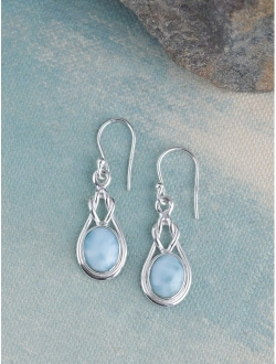 YoTreasure 7x9MM Larimar Solid 925 Sterling Silver Dangle Earrings Jewelry