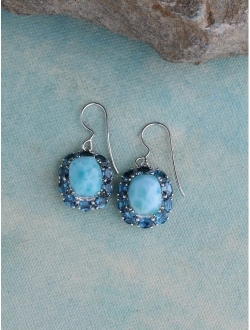 YoTreasure 13.39 Cts. Larimar London Blue Topaz Solid .925 Sterling Silver Dangle Earrings