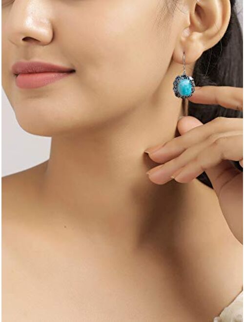 YoTreasure 13.39 Cts. Larimar London Blue Topaz Solid .925 Sterling Silver Dangle Earrings