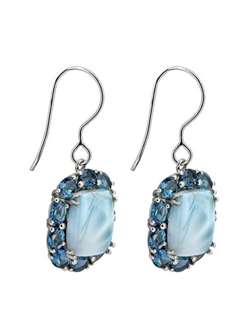 YoTreasure 13.39 Cts. Larimar London Blue Topaz Solid .925 Sterling Silver Dangle Earrings