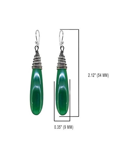 YoTreasure Green Onyx .925 Sterling Silver Bold Dangle Earrings Jewelry