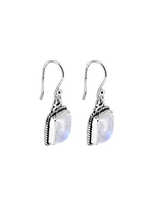 YoTreasure Rainbow Moonstone Solid 925 Sterling Silver Dangle Earrings Jewelry