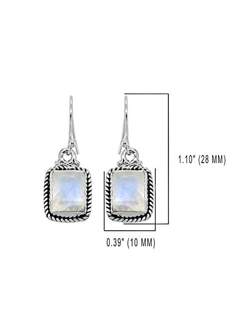 YoTreasure Rainbow Moonstone Solid 925 Sterling Silver Dangle Earrings Jewelry