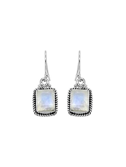 YoTreasure Rainbow Moonstone Solid 925 Sterling Silver Dangle Earrings Jewelry