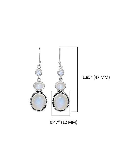 YoTreasure .925 Sterling Silver Natural Moonstone Dangle Earrings Jewelry