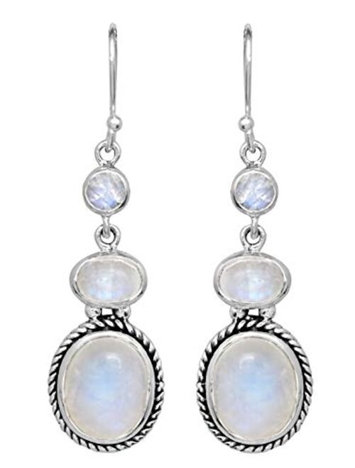 YoTreasure .925 Sterling Silver Natural Moonstone Dangle Earrings Jewelry