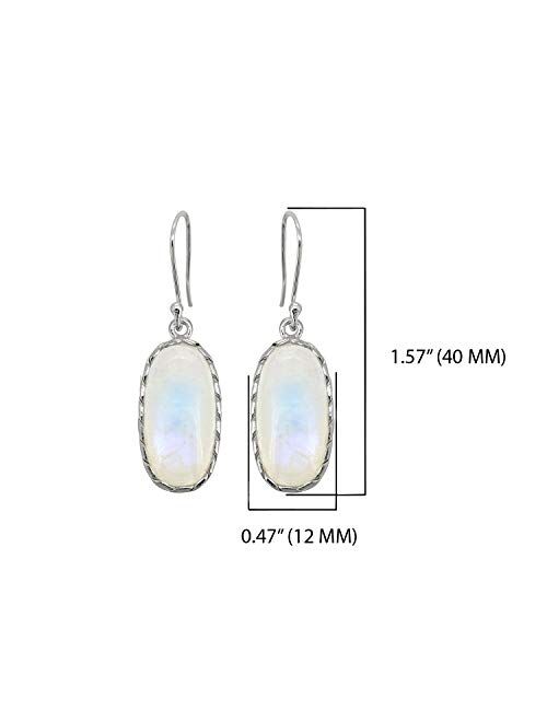 YoTreasure Rainbow Moonstone Solid 925 Sterling Silver Dangle Earrings Jewelry