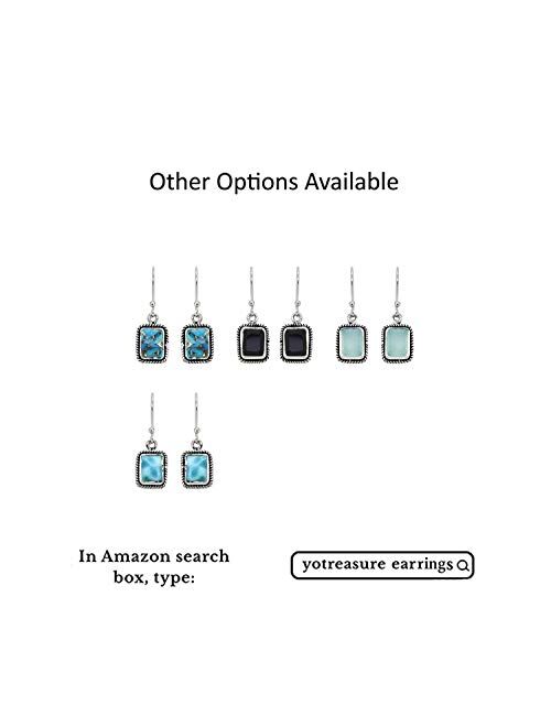 YoTreasure Blue Copper Turquoise Dangle Earrings Solid 925 Sterling Silver Gemstone Jewelry