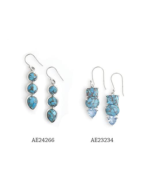 YoTreasure .925 Sterling Silver Blue Turquoise Teardrop Dangle Earrings