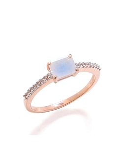 YoTreasure Tanzanite Citrine Larimar London Blue Topaz Rainbow Moonstone Ethiopian Opal Chrome Diopside Sky Blue Topaz Rhodolite Garnet 10K Yellow Gold/Rose Gold Promise 