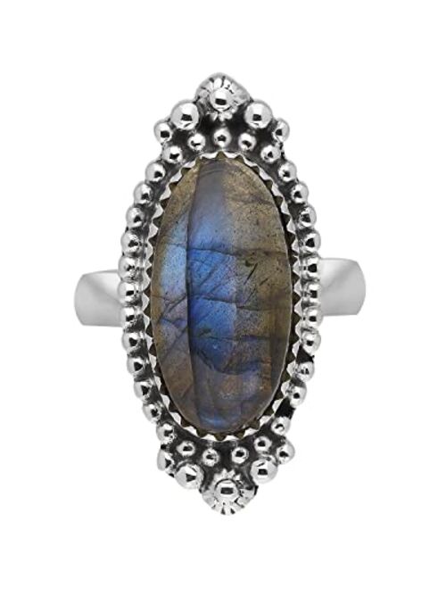 YoTreasure Labradorite Bold Ring Solid 925 Sterling Silver Gemstone Jewelry