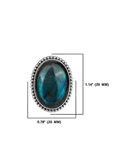 YoTreasure 18x25 MM Labradorite Chunky Ring .925 Sterling Silver