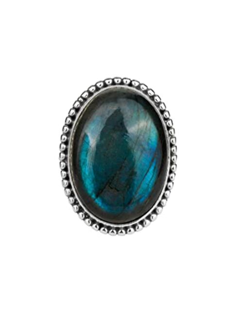 YoTreasure 18x25 MM Labradorite Chunky Ring .925 Sterling Silver