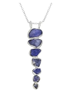 YoTreasure 7 Stone Amethyst Citrine Garnet Peritod Tanzanite Pink Tourmaline 925 Sterling Silver Chain Necklace Pendant Jewelry