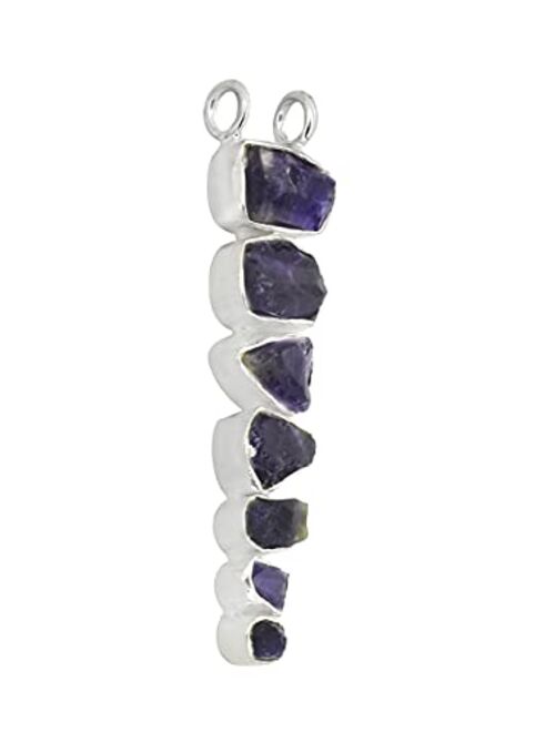 YoTreasure 7 Stone Amethyst Citrine Garnet Peritod Tanzanite Pink Tourmaline 925 Sterling Silver Chain Necklace Pendant Jewelry