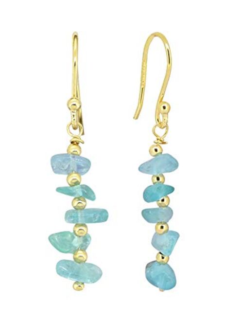 YoTreasure Apatite Peridot Garnet Turquoise Multi Tourmaline 925 Sterling Silver Gold Plated Dangle Earrings Jewelry