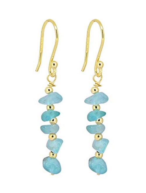 YoTreasure Apatite Peridot Garnet Turquoise Multi Tourmaline 925 Sterling Silver Gold Plated Dangle Earrings Jewelry