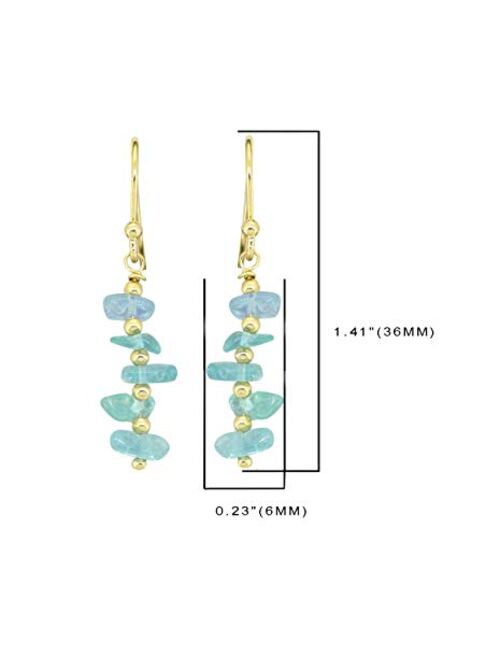 YoTreasure Apatite Peridot Garnet Turquoise Multi Tourmaline 925 Sterling Silver Gold Plated Dangle Earrings Jewelry