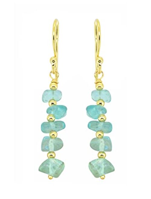 YoTreasure Apatite Peridot Garnet Turquoise Multi Tourmaline 925 Sterling Silver Gold Plated Dangle Earrings Jewelry