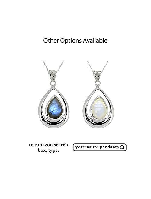 YoTreasure 10x14MM Labradorite Solid 925 Sterling Silver Chain Pendant