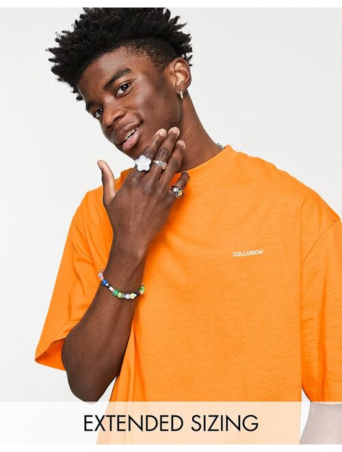 COLLUSION oversized logo t-shirt in orange