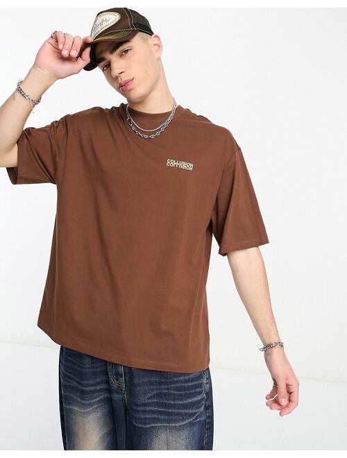 COLLUSION mirror logo t-shirt in dark brown