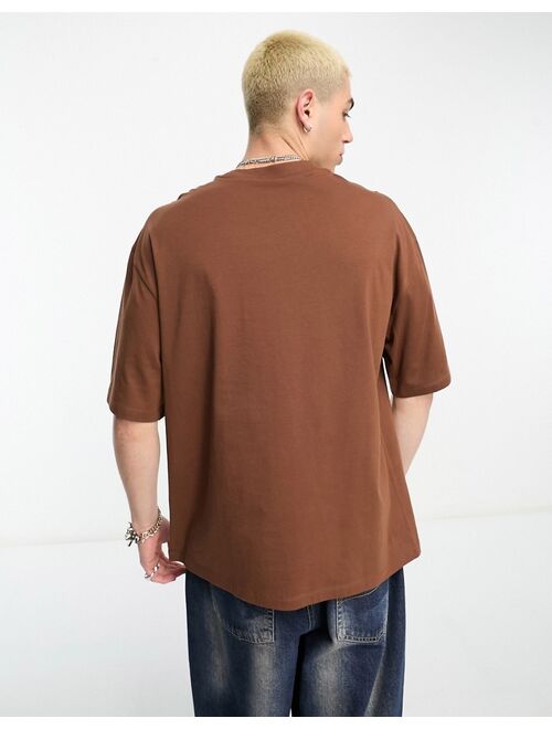 COLLUSION mirror logo t-shirt in dark brown