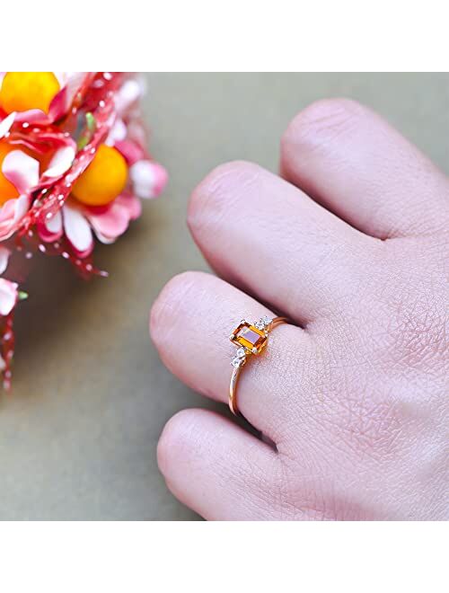 YoTreasure Healing Crystal Citrine & White Topaz 10kt Yellow Gold Engagement Ring